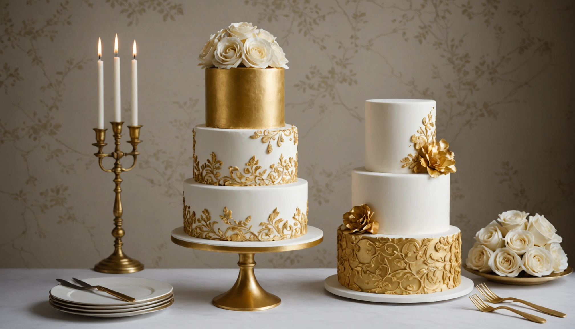 gateau blanc et or